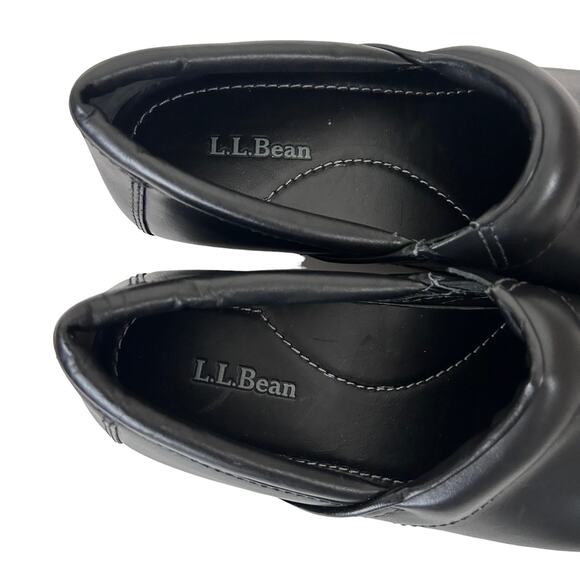 LL Bean Black Leather Slip On Clogs Sz 7.5 - Picture 2 of 9